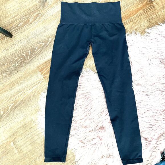 Love your Assets Spanx High Waisted Seamless Shaping Blue Demin Wash Leggings XL - Picture 2 of 9